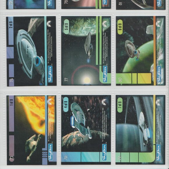 1995 Skybox Star Trek Voyager Complete Base Card Set (98) 9 x 11 Binder Sheets - Picture 9 of 13